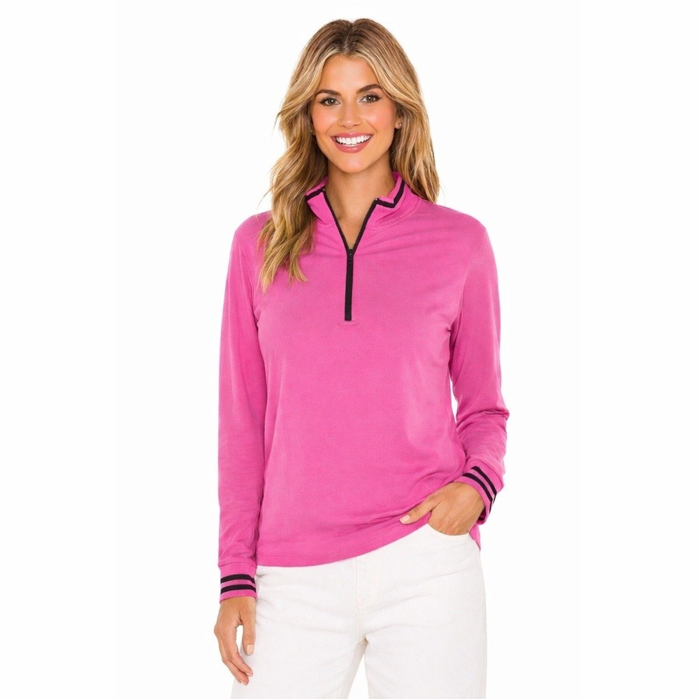 Polo Golf Ralph Lauren Womens XL Pink Quarter Zip Pullover Long Sleeve Mock Neck
